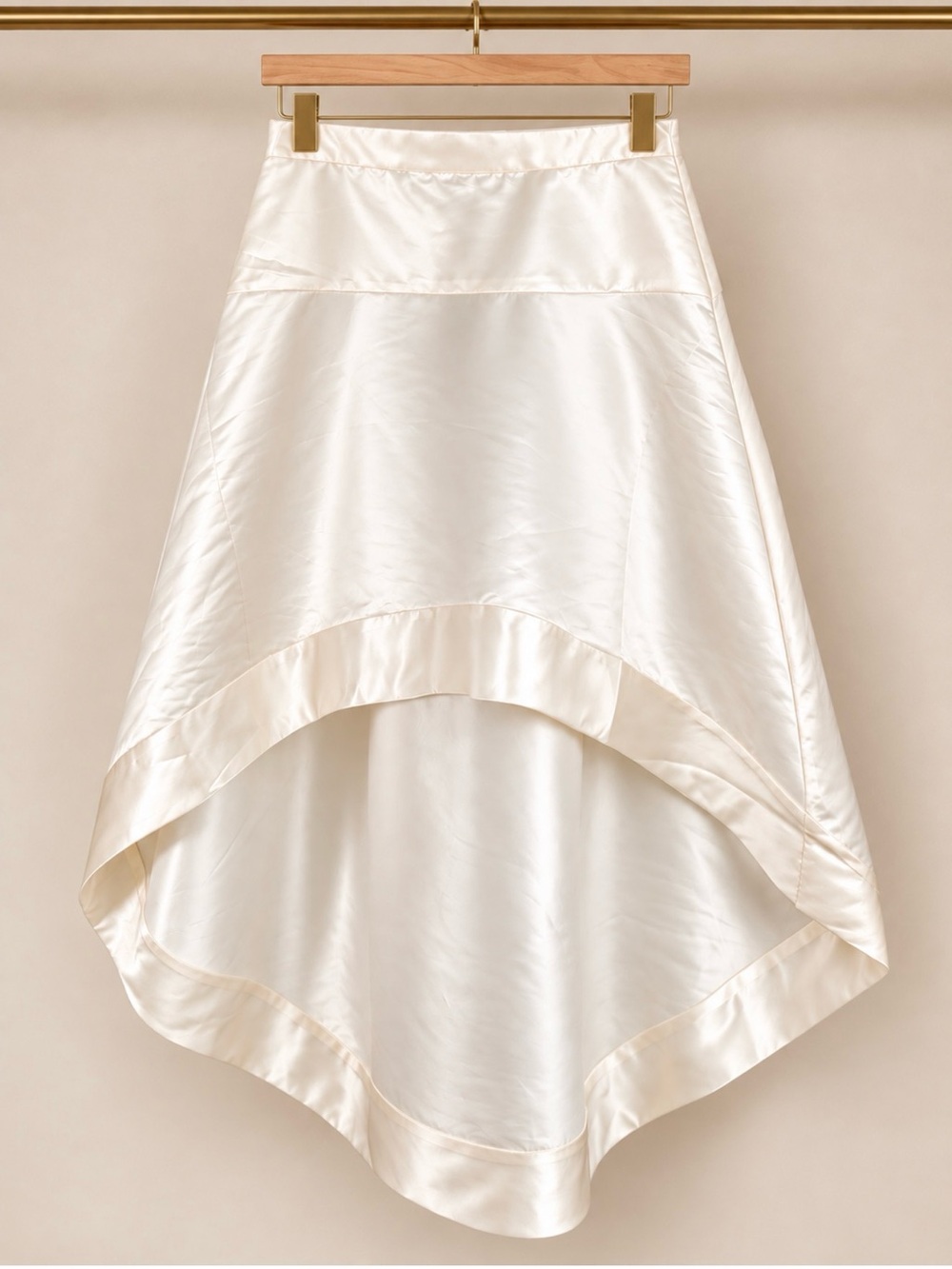 Cynthia Rowley Livia High-Low Satin Skirt in Ivory size 8